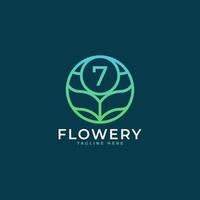 Flower Number 7 Logo Design Template Element. Eps10 Vector