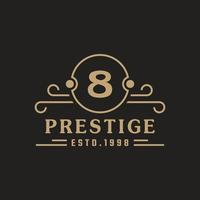 Number 8 Luxury Logo Flourishes Calligraphic Elegant Ornament Lines. Business sign, Identity for Restaurant, Royalty, Boutique, Cafe, Hotel, Heraldic, Jewelry and Fashion Logo Design Template vector