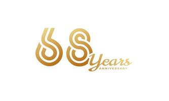 68 Year Anniversary Celebration with Handwriting Golden Color for Celebration Event, Wedding, Greeting card, and Invitation Isolated on White Background vector