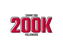 Thank You 200 K Followers Card Celebration Vector Post Social Media Template.