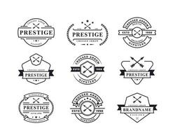 conjunto de insignia retro vintage para flechas cruzadas elemento de plantilla de diseño de logotipo de sello hipster rústico vector