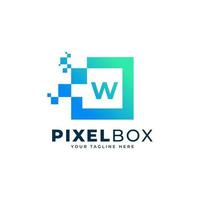 Initial Letter W Digital Pixel Logo Design. Geometric Shape with Square Pixel Dots. Usable for Business and Technology Logos vector