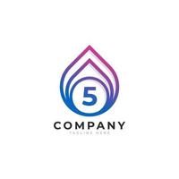 Initial Number 5 with Oil and Gas Logo Design Inspiration vector