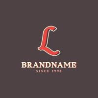 Retro Letter L Logo in Vintage Western Style with Double Layer. Usable for Vector Font, Labels, Posters etc