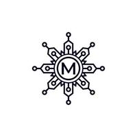 Technology Initial Letter M Circle Logo Design Template Element. vector