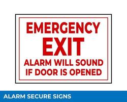 Notice Emergency Exit Only Alarm Will Sound When Door is Opened Sign In Vector, Easy To Use And Print Design Templates vector