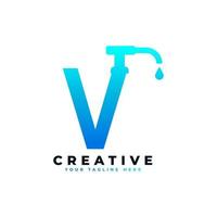 Antibacterial Hand Sanitizer Logo. Initial Letter V with Hand Sanitizer Logo. vector