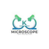 Laboratory Logo. Initial Letter K Microscope Logo Design Template Element. vector