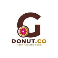 letra inicial g diseño de logotipo de donut dulce. logo para cafeterías, restaurantes, cafeterías, catering. vector