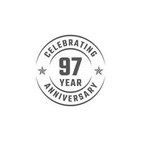 97 Year Anniversary Celebration Emblem Badge with Gray Color for Celebration Event, Wedding, Greeting card, and Invitation Isolated on White Background vector