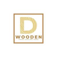 letra d con textura de madera y logotipo de forma cuadrada. utilizable para logotipos de negocios, arquitectura, bienes raíces, construcción y construcción vector
