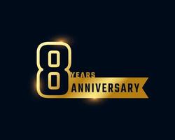 8 Year Anniversary Celebration with Shiny Outline Number Golden Color for Celebration Event, Wedding, Greeting card, and Invitation Isolated on Dark Background vector