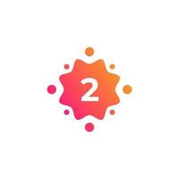 Smart and Creative Number 2 Logo Design Template with  Dots or Points. Geometric Dot Circle Science Medicine Sign. Universal Energy Tech Planet Star Atom Vector Icon Element