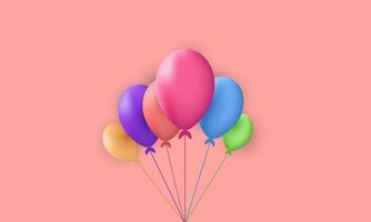 vector creative balloons six colorful confetti on background