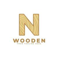 Letter N with Wooden Texture Logo. Usable for Business, Architecture, Real Estate, Construction and Building Logos vector