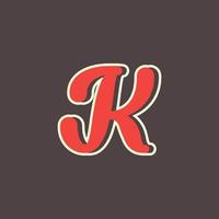 Retro Letter K Logo in Vintage Western Style with Double Layer. Usable for Vector Font, Labels, Posters etc