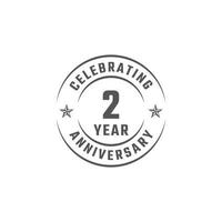 2 Year Anniversary Celebration Emblem Badge with Gray Color for Celebration Event, Wedding, Greeting card, and Invitation Isolated on White Background vector