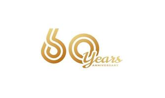 60 Year Anniversary Celebration with Handwriting Golden Color for Celebration Event, Wedding, Greeting card, and Invitation Isolated on White Background vector