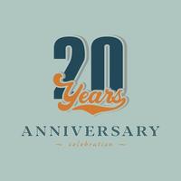 20 Year Anniversary Celebration Nostalgic with Handwriting in Retro Style for Celebration Event, Wedding, Greeting card, and Invitation Isolated on Green Background vector