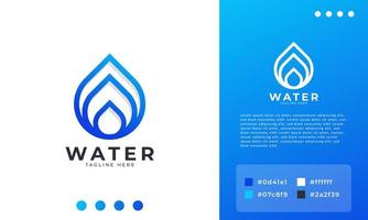 Water Drop Logo Design Template Linear style. Blue Droplet Lines Aqua Icon