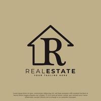 Creative Letter R House Logo Design. House Symbol Geometric Linear Style. Usable for Real Estate, Construction, Architecture and Building Logo vector