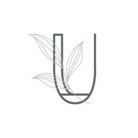 Initial Letter U Floral and Botanical Logo. Nature Leaf Feminine for Beauty Salon, Massage, Cosmetics or Spa Icon Symbol vector