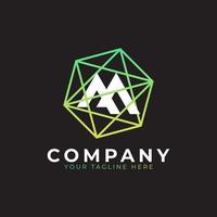 Abstract Initial Letter M Inside Linked Polygon Connect Network Logo. Usable for Business and Technology Logos. Flat Vector Logo Design Ideas Template Element. Eps10 Vector