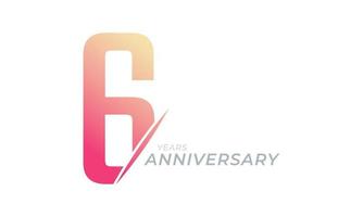 6 Year Anniversary Celebration Vector. Happy Anniversary Greeting Celebrates Template Design Illustration vector