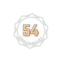 Insignia de vector de celebración de aniversario de 54 años. saludo de feliz aniversario celebra ilustración de diseño de plantilla