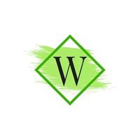 Letter W Logo with Water Color Brush Stroke. Usable for Business, wedding, make up and fashion Logos. vector