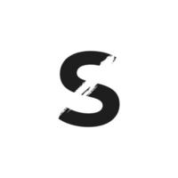 Letter S Logo with White Slash Brush in Black Color Vector Template Element