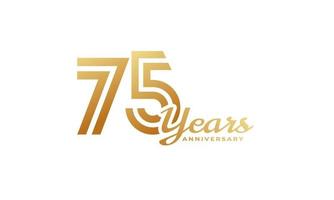 75 Year Anniversary Celebration with Handwriting Golden Color for Celebration Event, Wedding, Greeting card, and Invitation Isolated on White Background vector