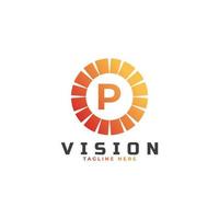 elemento de plantilla de diseño de logotipo de letra inicial p de visión vector