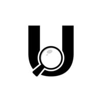 Search Logo. Letter U Magnifying Glass Logo Design vector