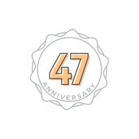 Insignia de vector de celebración de aniversario de 47 años. saludo de feliz aniversario celebra ilustración de diseño de plantilla