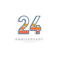 Celebración del aniversario de 24 años con batería de icono de carga para evento de celebración, boda, tarjeta de felicitación e invitación aislada en fondo blanco vector