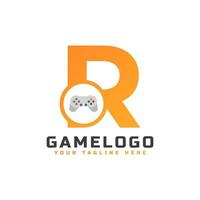 Initial Letter R with Game Console Icon and Pixel for Gaming Logo Concept. Usable for Business, Technology and Game Startup Application  Logos. vector