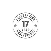17 Year Anniversary Celebration Emblem Badge with Gray Color for Celebration Event, Wedding, Greeting card, and Invitation Isolated on White Background vector