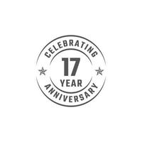 17 Year Anniversary Celebration Emblem Badge with Gray Color for Celebration Event, Wedding, Greeting card, and Invitation Isolated on White Background vector