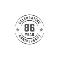 86 Year Anniversary Celebration Emblem Badge with Gray Color for Celebration Event, Wedding, Greeting card, and Invitation Isolated on White Background vector