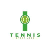 letra i con diseño de logo de tenis. elementos de plantilla de diseño vectorial para equipo deportivo o identidad corporativa. vector