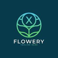 Flower Initial Letter X Logo Design Template Element. Eps10 Vector