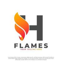 Flame with Letter H Logo Design. Fire Vector Logo Template