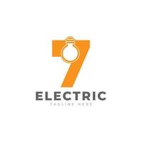 Modern Number 7 Smart Light Bulb Logo Design Vector Graphic Icon Template