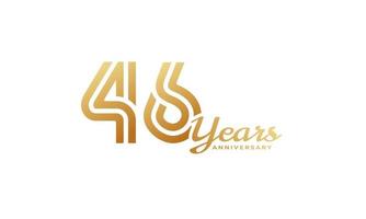 46 Year Anniversary Celebration with Handwriting Golden Color for Celebration Event, Wedding, Greeting card, and Invitation Isolated on White Background vector