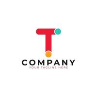 Creative Abstract Initial Letter T Logo. Colorful Rounded Line with Dots. Usable for Business and Branding Logos. Flat Vector Logo Design Ideas Template Element. Eps10 Vector