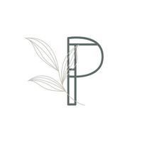 Initial Letter P Floral and Botanical Logo. Nature Leaf Feminine for Beauty Salon, Massage, Cosmetics or Spa Icon Symbol vector