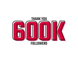 Thank You 600 K Followers Card Celebration Vector Post Social Media Template.