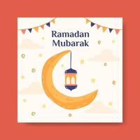 Ramadan Mubarak Social Media Banner Template . Flat Illustration Vector Graphic.