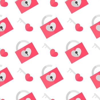 seamless pattern of heart shaped locks and keys vector